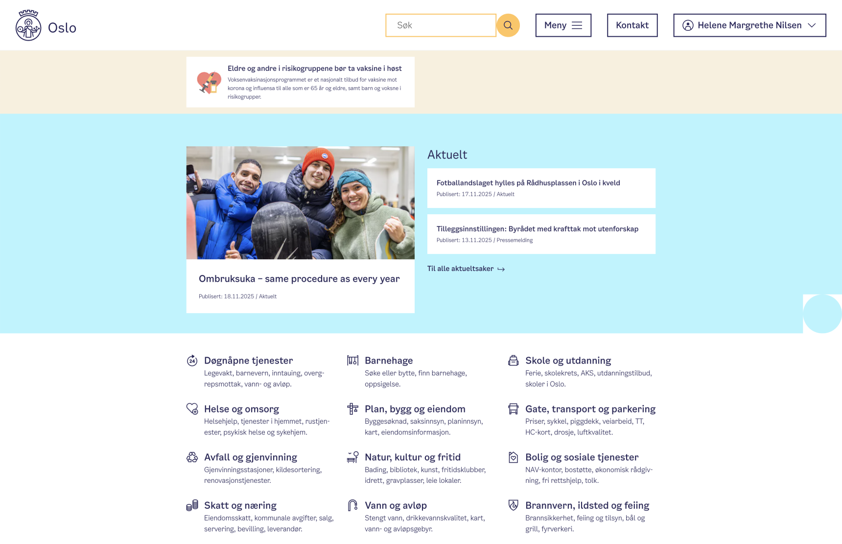 Global header med globalt søk