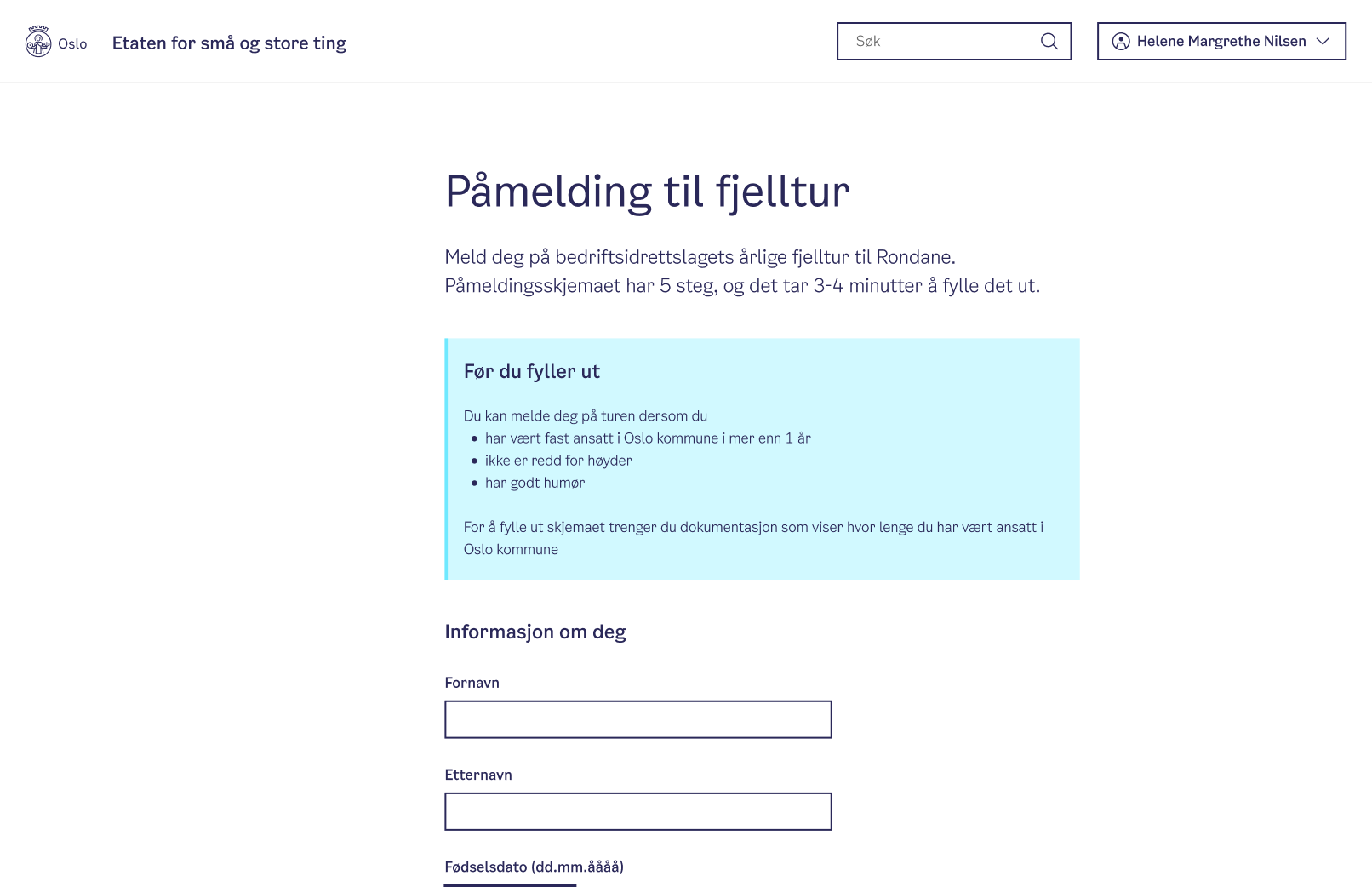 Service header med lokalt søk